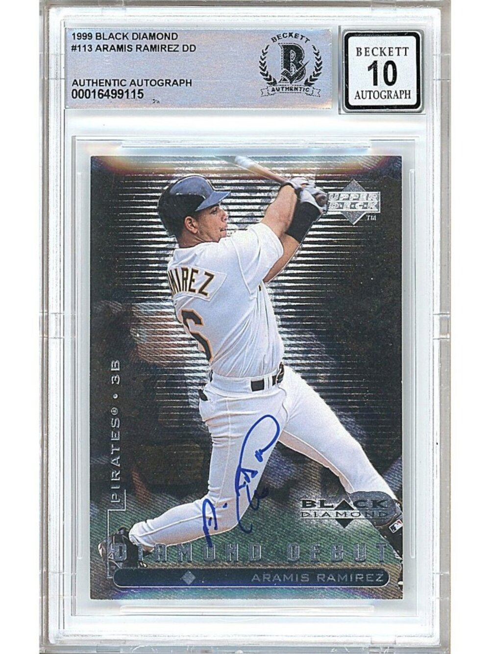 Aramis Ramirez Signed 1999 Upper Deck Black Diamond #113 Beckett BAS Auto 10
